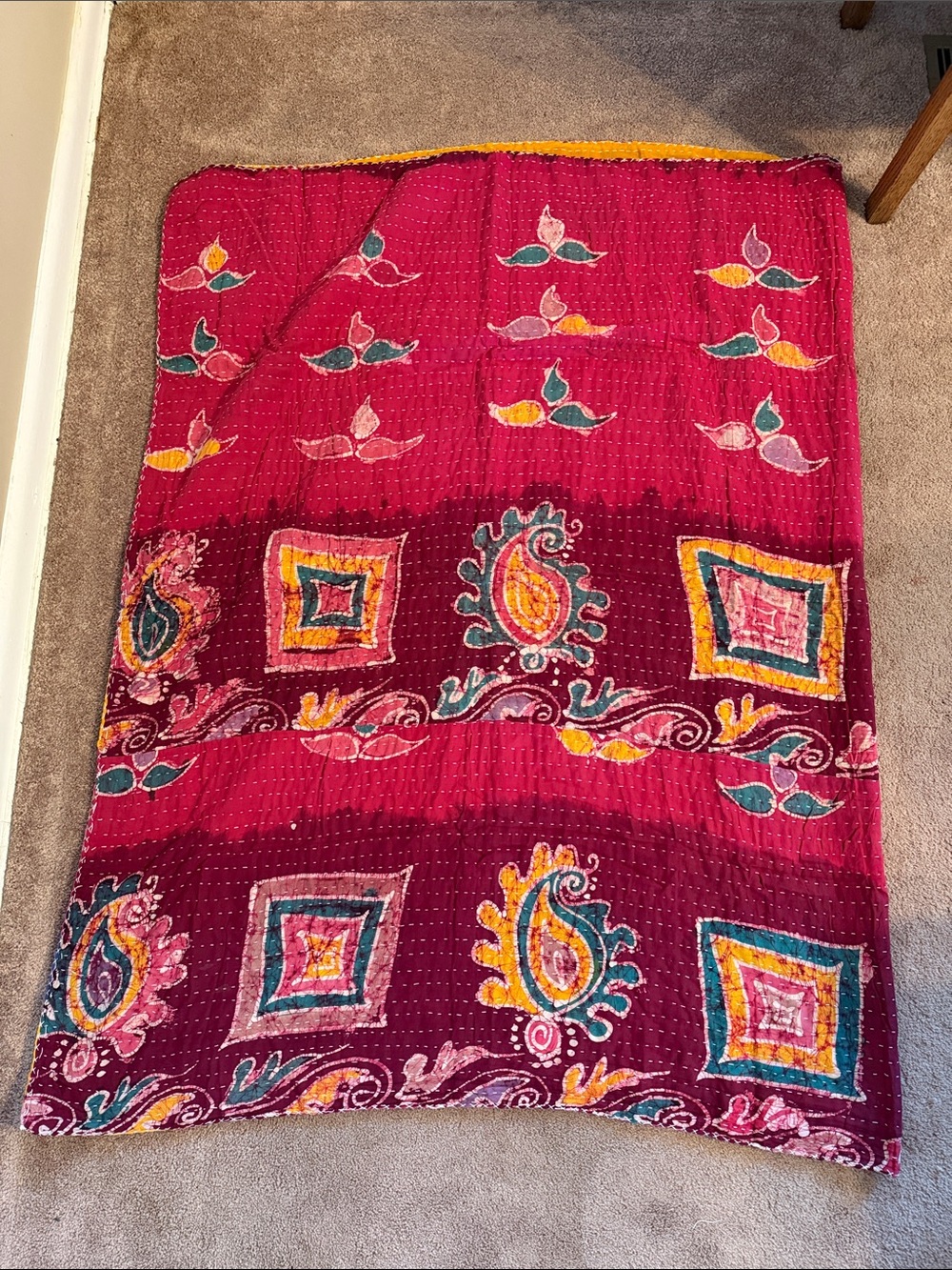 Handstitched Kantha Quilt Double Sided